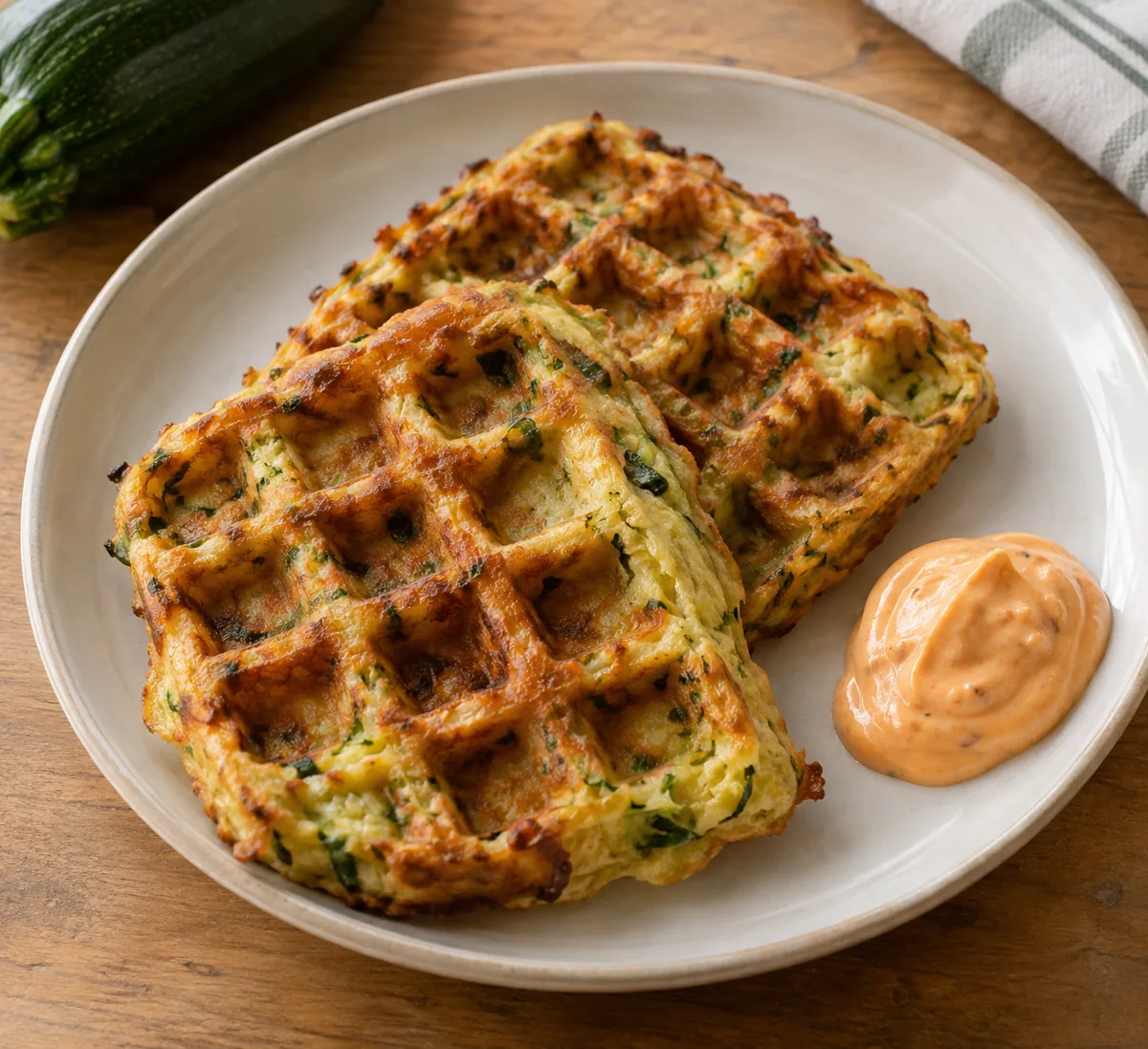 Courgette-kaaswafels met chipotle-mayo