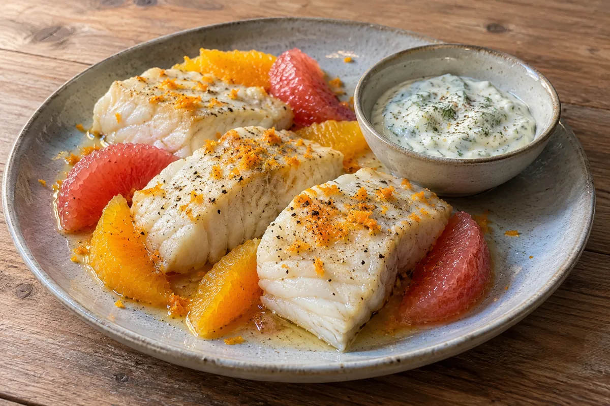 Gestoomde kabeljauw met citrus en dillesaus