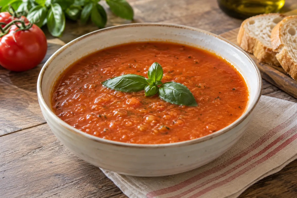 Gevulde tomatensoep met groenten