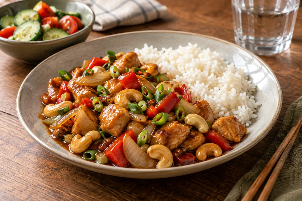 Kip Siam met cashewnoten