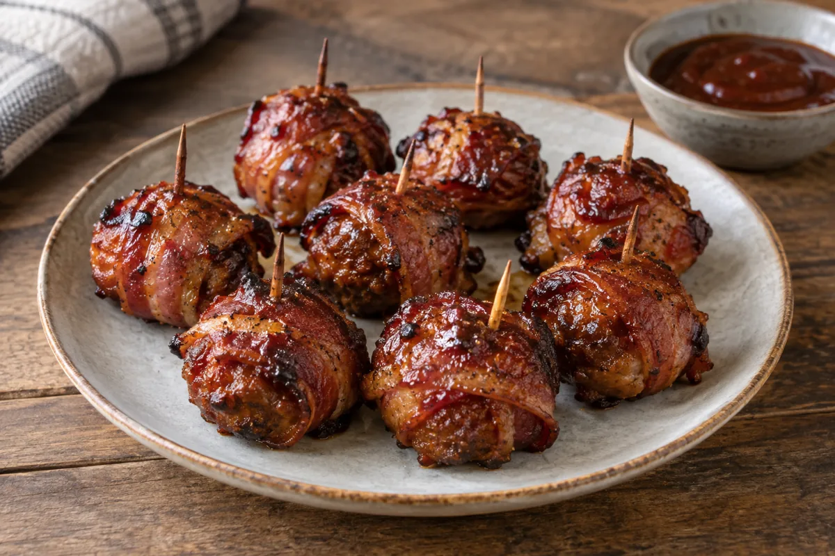 MOINK balls met spek en BBQ-saus