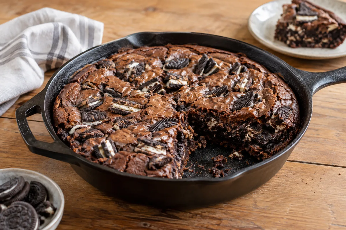 Oreo-brownie uit de skillet