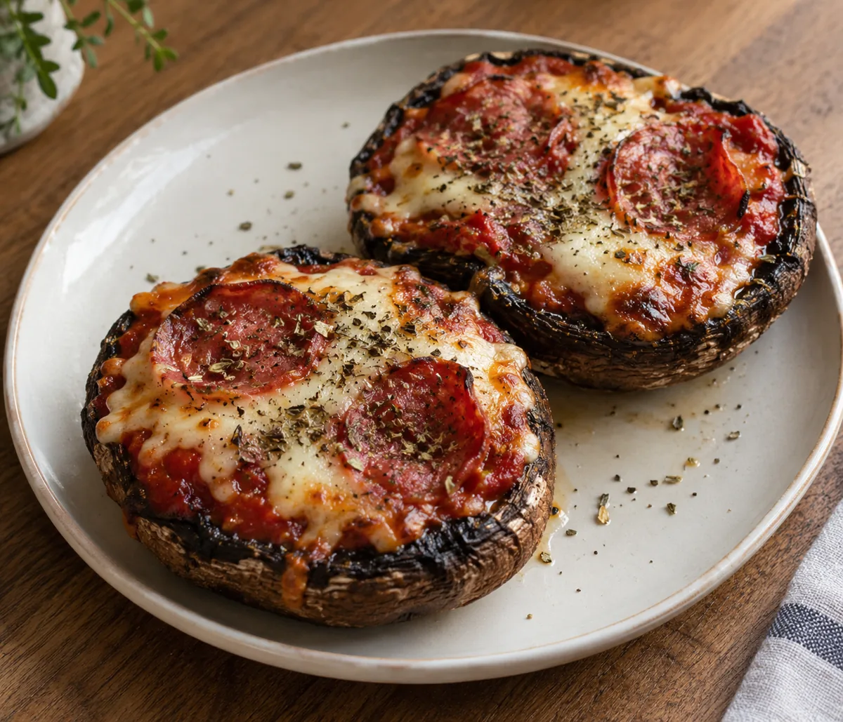 Portobello-pizza’s met salami