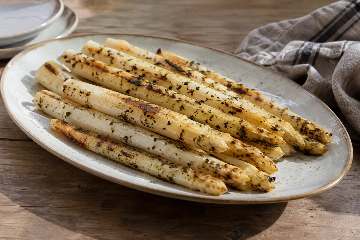 Witte asperges van de BBQ